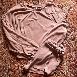 Cozy Dreams Blush Ribbed Knit Two-Piece Pajama Set